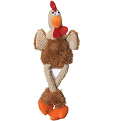 goDog Dog Toy Rooster Skinny Brown - Chew Gaurd